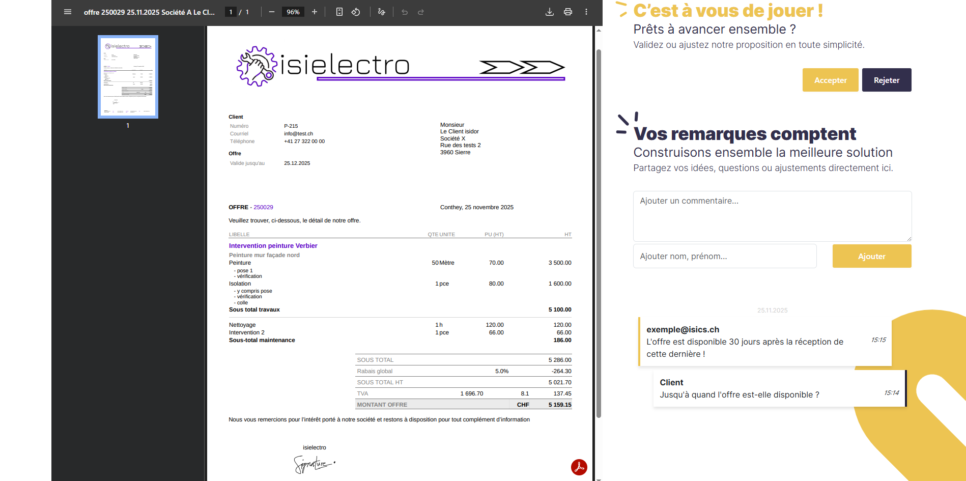 Portail d'offre client